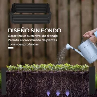 Outsunny Juego de 2 Jardineras Exterior Grandes de Acero Galvanizado Huertos Urbanos para Terraza Jardín 100x50x30 cm Negro(m-5)