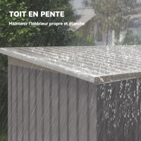 Outsunny Abri de jardin 3,6 m² remise à outils avec kit de fondation en acier galvanisé 280 x 130 x 172 cm, gris clair(m-7)