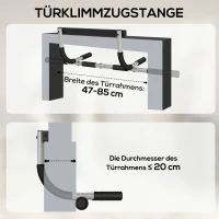 HOMCOM Klimmzugstange, Trainings-Halterung, Multifunktions-Türreck, Stahl, Schaumstoff, 92 x 40 x 17 cm, Schwarz+Grau(m-8)