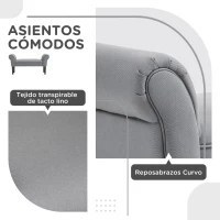 HOMCOM Banco Pie de Cama Tapizado en Lino Sintético con Patas de Madera Reposabrazos y Asiento Acolchado Gris Oscuro(m-4)