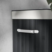 HOMCOM Cesto per biancheria, cassetta per biancheria, contenitore con coperchio, sacca in tela, bambù, pieghevole, 72 L, Nero 40 x 30 x 60 cm(m-5)