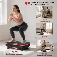 SPORTNOW Plataforma Vibratoria con 99 Velocidades 3 Programas Altavoz Bluetooth Pantalla LED Mando a Distancia Bandas Elásticas(m-4)