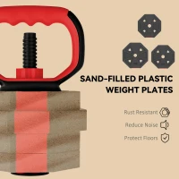 SPORTNOW 4-in-1 Adjustable Weight Dumbbells Set, Used as Kettlebell, Barbell, Dumbbell, Push-Up Stand, 20kg Free Weights Set for Men and Women Home Gym Training, Red(m-7)