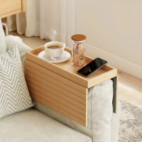 HOMCOM armleuning-dienblad voor banken, voor drankjes, snacks, afstandsbediening, bamboehout(m-11)