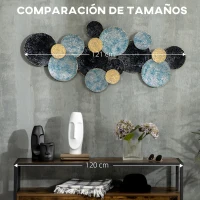 HOMCOM 3D Arte de Pared Metálico Adornos Modernos Redondos para Colgar Decoración para Salón Dormitorio Multicolor(m-7)