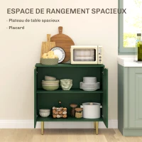HOMCOM Buffet cuisine meuble de rangement avec 2 portes étagère réglable pieds métalliques surélevés 80 x 40 x 80 cm vert olive(m-4)