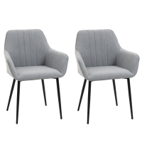 HOMCOM Chaises Scandinave Métal/Lin Gris Lot de 2