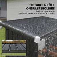 Outsunny Abri-bûches couvert support pour bois de chauffage plancher surélevé toit incliné, acier galvanisé 150x66,5x150cm gris(m-6)