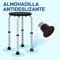 HOMCOM Taburete de Ducha de Aluminio con Altura Regulable Antideslizante Carga 135 kg para Ancianos y Discapacitados(m-6)