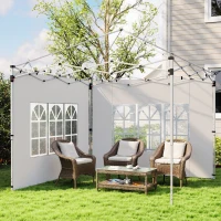 Outsunny Paredes Laterales para Carpa de 3 x 3 / 3 x 4 m 2 Paneles de Tela Oxford de 295x195 cm con Ventana para Fiestas Blanco(m-7)