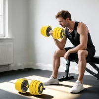 HOMCOM 30KG Dumbbell & Barbell  Adjustable Set Plate Bar Clamp Rod Home Gym Sports Area Exercise Ergonomic(m-2)