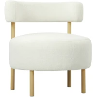 HOMCOM Poltrona Loungesessel Poltrona relax com Sherpa-Fleece, pés metálicos com efeito madeira Poltrona estofada 67 x 67 x 71 cm Creme(m-7)