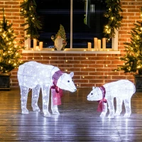Outsunny 2-teilige Eisbären-Weihnachtsdekoration, 140 weiße LEDs, Wasserfest, Timer, für drinnen und draußen(m-2)
