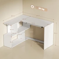 HOMCOM Birou pe Colț Modern cu Tavă Glisantă pentru Tastatură și Rafturi cu 4 Nivele, Alb(m-3)