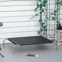 PawHut Lit pour chien chat XL grand confort sur pieds lit de camp 110 x 75 x 20 cm textilène micro-perforé noir(m-10)