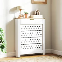 HOMCOM Couvercle de radiateur, cache radiateur avec placard rabattable et étagère supérieur, 78 x 19 x 95,5 cm, blanc(m-10)