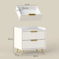 HOMCOM Elegant Two-Drawer Bedside Table - White(m-3)