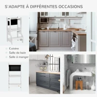 HOMCOM Tour d'observation enfant tour d'apprentissage 3 en 1 barreau hauts rebords de sécurité et tableau noir 42x44x86cm gris(m-7)