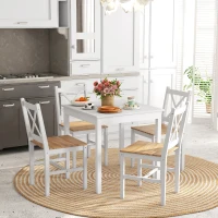 HOMCOM Lot de 4 chaises design style maison de campagne, cadre blanc – Parfaites pour salle à manger, cuisine ou salon(m-2)