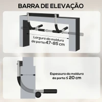 HOMCOM Barra de Elevação para Porta Barra de Pull Up para Exercícios de Treino em Casa Carga Máxima 110 kg 92x40x17 cm Preto(m-8)