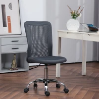 Vinsetto Chaise de bureau ergonomique hauteur réglable piètement chromé pivotant 360° revêtement maille gris foncé(m-10)