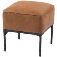 HOMCOM Banco Estofado em PU com Pés de Aço Acolchoado Espesso Estilo Moderno Otomana para Quarto 40x40x46 cm  Castanho(m-11)