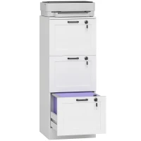 HOMCOM 3-Drawer Filing Cabinet with Lock - White(m-10)