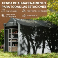 Outsunny Carpa de Jardín Exterior para Herramientas Bicicletas 2,2x1,57x1,65 m con Puerta con Cremallera Impermeable Gris Oscuro(m-4)