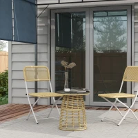 Outsunny Table basse de jardin ronde en résine aspect rotin métal et plateau composite, dim. Ø45 x 50H cm(m-10)