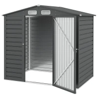 Outsunny Caseta de Jardín Exterior 190x131x188 cm Cobertizo Metálico con 2 Ventilaciones y Puerta para Herramientas Gris(m-11)