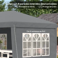 Outsunny Carpa Plegable 6x3 m Pop-up con 4 Laterales Desmontables Cenador de Jardín con 4 Ventanas y Bolsa de Transporte Gris(m-8)
