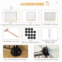 PawHut Enclos lapin interieur, 2 niveaux, parc modulable pour petits animaux, 27pcs, 140 x 70 x 90 cm, noir(m-6)