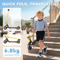 SPORTNOW Folding Electric Scooter for Kids, with Dual Brakes, Front Suspension, LED Colourful Lights, Gold Tone(m-7)