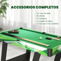 SPORTNOW Mesa de Billar Plegable 104 cm con 16 Bolas 2 Tacos Tiza Triángulo y Cepillo para Niños y Adultos Verde(m-5)