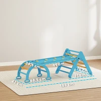 AIYAPLAY 7 en 1 Triángulo de Escalada Montessori de Madera Plegable con Arco y Rampa para Niños de 18-48 Meses 188x70 cm Azul(m-3)