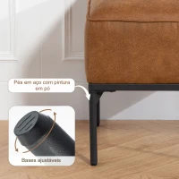 HOMCOM Banco Estofado em PU com Pés de Aço Acolchoado Espesso Estilo Moderno Otomana para Quarto 40x40x46 cm  Castanho(m-5)