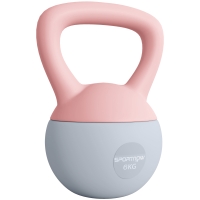 SPORTNOW Pesa Rusa 6 kg Kettlebell Relleno de Arena Metálica y Mango Antideslizante para Entrenamiento en Casa 19x19x28 cm Rosa