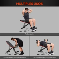 HOMCOM Banco de Musculación Plegable con Respaldo y Asiento Ajustables Extensión de Pierna Cojín de Predicador Banda Negro(m-5)