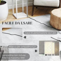 HOMCOM Lampada da Terra 2 in 1 Moderna con 3 Ripiani, Attacco E27, 26 x 26 x 160 cm, Bianco(m-7)