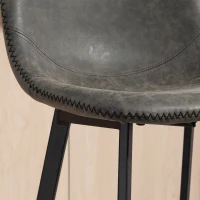 HOMCOM Bar Stools Set of 2, PU Leather Dining Stools with Backrest, Footrest, for Kitchen, Counter, Breakfast Bar, Grey(m-9)