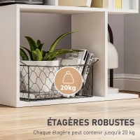 HOMCOM Bibliothèque à 5 niveaux, meuble de rangement en forme de S avec étagères, 60 x 24 x 184,5 cm, blanc(m-5)