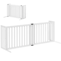 PawHut Portão para Cães de Pequeno e Médio Porte Extensível Autoportante em Madeira, 102-183x57x70 cm, Branco(m-6)