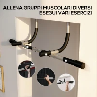 HOMCOM Barra per Trazioni Montaggio Senza Viti Barra per Addominali Max.110 kg(m-5)