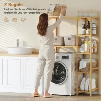 HOMCOM Wasmachinerek, meerdere open vakken, voor was en accessoires, bamboehout(m-4)