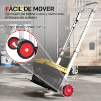 HOMCOM Carretilla de Mano Plegable de Aluminio Carga 90 kg con Ruedas Mango Telescópico Ajustable 40x41x108 cm Plata y Negro(m-7)