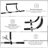 HOMCOM Barra per Trazioni Montaggio Senza Viti Barra per Addominali Max.110 kg(m-7)