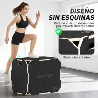 SPORTNOW Cajón Pliométrico de Madera 3 en 1 con 3 Alturas Diferentes Asas sin Esquinas Entrenamiento de Salto 76x61x51 cm Negro(m-4)