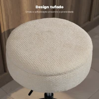 HOMCOM Banco de Bar com Armazenamento Altura Ajustável Giratório Estofado em Chenilla 39x39x49-65 cm Bege(m-7)