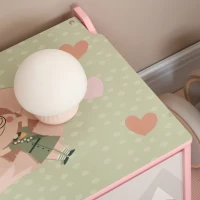 ZONEKIZ Coffre à jouet enfant coffre de rangement enfant couvercle rabattable motif de forêt coins arrondis 60 x 37 x 39 cm rose(m-9)