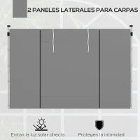 Outsunny 2 Paredes Laterales para Carpas 300x200 cm con Ventana Enrollable y Puerta con Cremallera para Carpa 3x3 m o 3x6 m Gris(m-4)